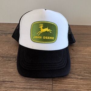 Toddler John Deere Patch White and Black Trucker Hat